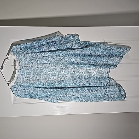 Black Rainn Sheer Oversized Blue White Kimono Swim Cover Lace Trim Size M/L - Picture 5 of 7